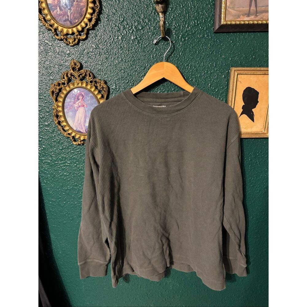 Abercrombie and Fitch Men’s Gray Waffle Knit Thermal Long Sleeve Sz Medium
